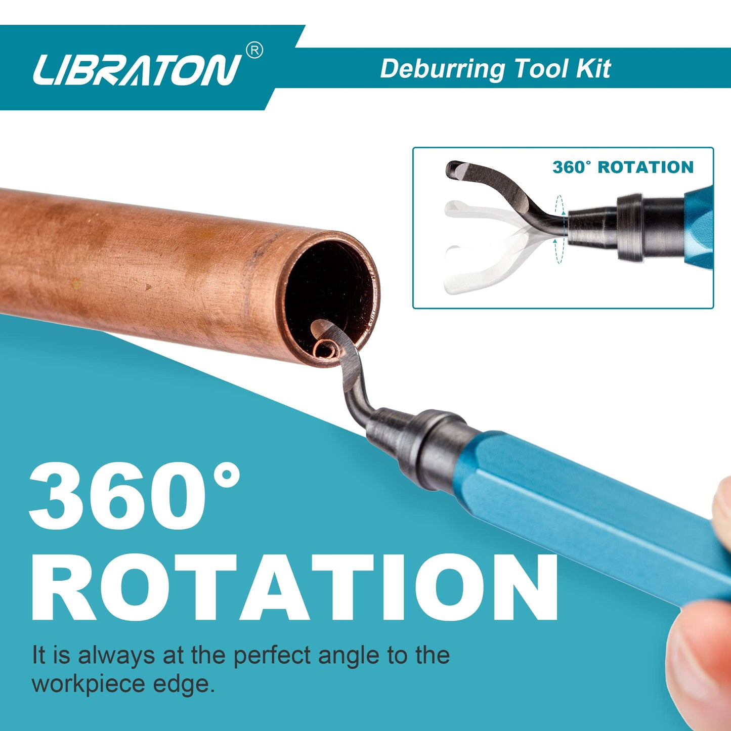 Libraton deburrer with 11 blades (BS1010), hand deburrer, plastic deburrer, universal deburring tool for plastic (including 3D printing), metal, stainless steel, aluminum, steel