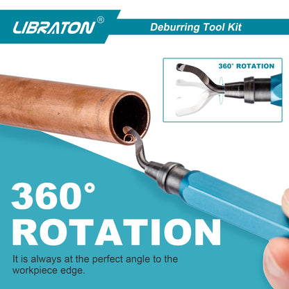 Libraton deburrer with 11 blades (BS1010), hand deburrer, plastic deburrer, universal deburring tool for plastic (including 3D printing), metal, stainless steel, aluminum, steel