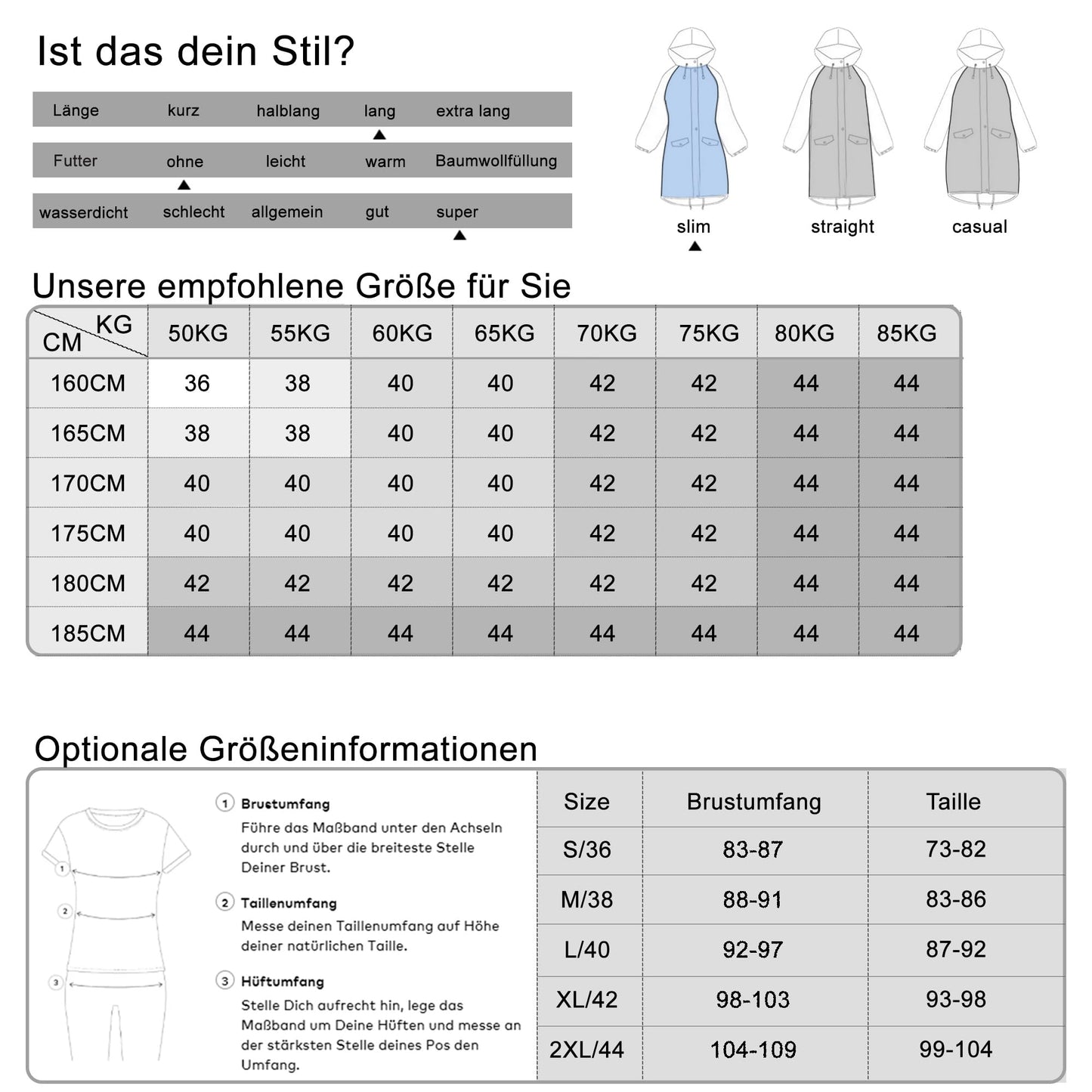 Women's waterproof raincoat, breathable rain jacket, long windbreaker, lightweight transitional jacket, Friesian summer coat, blue, size 38.