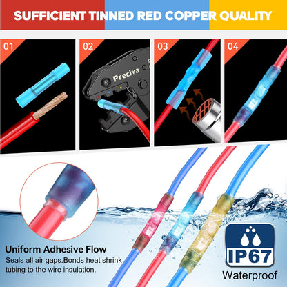 Crimping Tool Wire Connector Set, Preciva Wire Crimping Pliers 0.5-6mm² with 160pcs Heat Shrink Connectors.