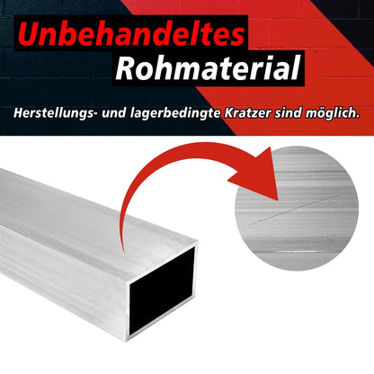 PRIOsteel rectangular tube aluminum tube hollow profile rectangular profile - 1 x tube Size: 80 x 20 x 2 mm Length: 1000 mm EN AW-6063 t6 seamless for creative construction made of aluminum