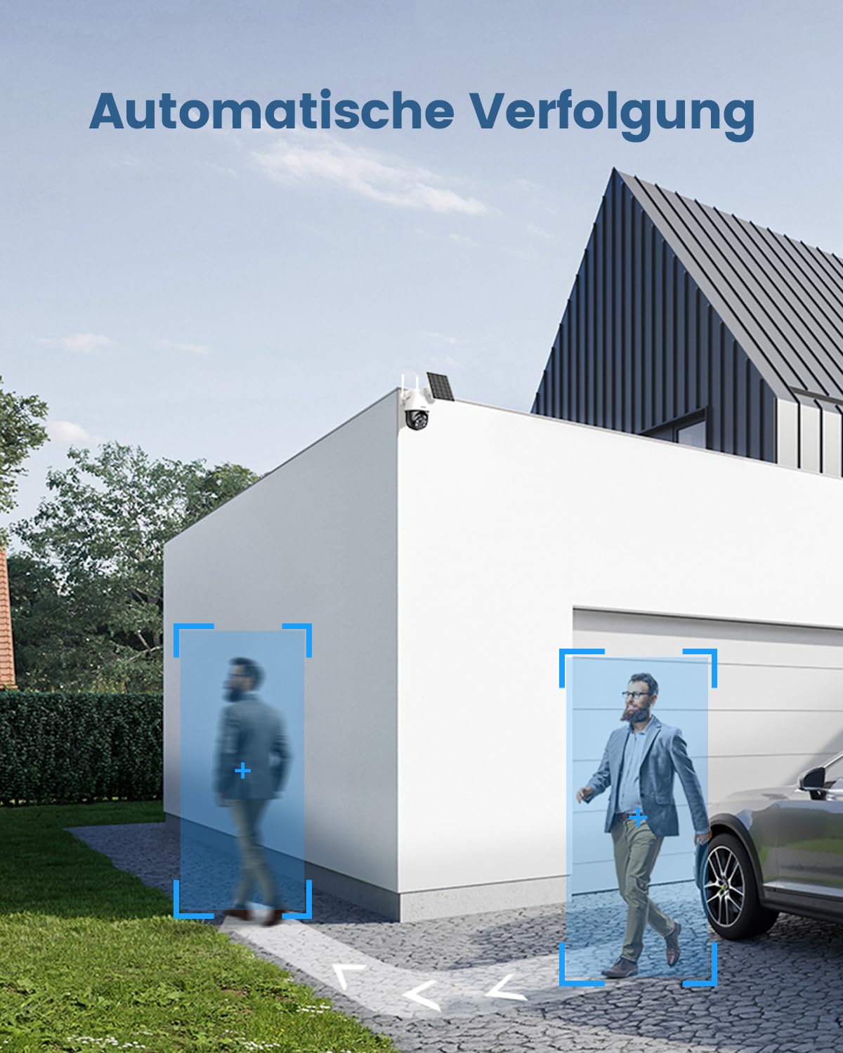 AOSU 3K Outdoor Battery Solar Surveillance Camera, 5MP Wireless WiFi Outdoor Security Camera, 360° Panoramic PTZ, Auto Tracking, Night Vision, 2 Pack.