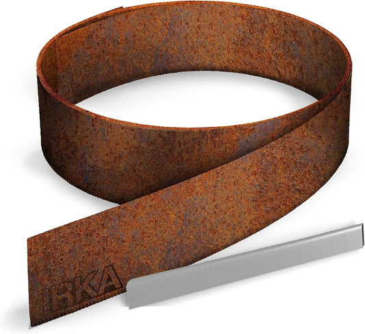 IRKA lawn edging Corten steel L15m H20cm - Flexible bed edging 1 mm thick lawn edging strip for garden bed bordering bed edging