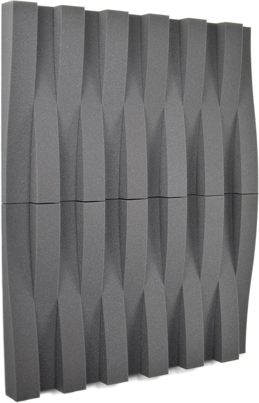 ACOUSTIC PANEL Sound panels Wall panels Acoustic foam 24 pieces 595x75x75 mm Not vacuum compressed for gaming decor podcast youtubers home studio Color Anthracite Grey