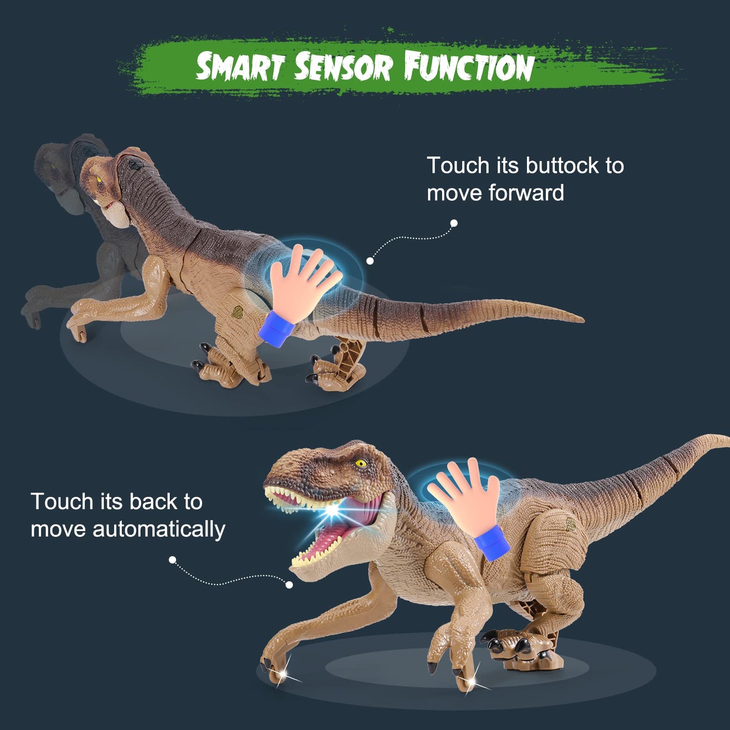 NEXBOX Remote Control Dinosaur Toy Gift for Kids - RC T-rex Dino Remote Controlled Electric Christmas Birthday Prehistoric Creatures for 3-12 Year Old Boys and Girls