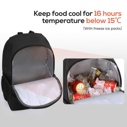 TOURIT Cooler Backpack 25L Waterproof cooler backpack Lightweight backpack for picnic, camping, hiking, BBQ Black