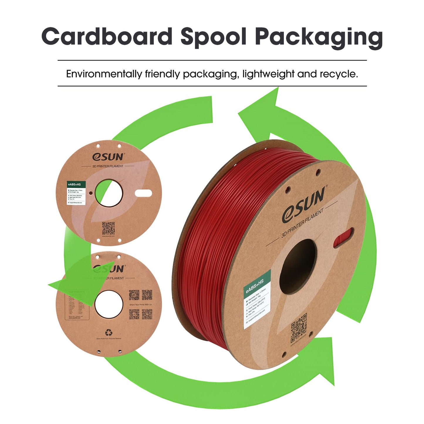 eSUN ABS+ Filament 1.75mm, ABS+HS High Speed 3D Printer Filament Speed ABS Plus, Dimensional Accuracy +/- 0.03mm, 1KG Spool (2.2 LBS) for 3D High Speed Printers, Fire Red
