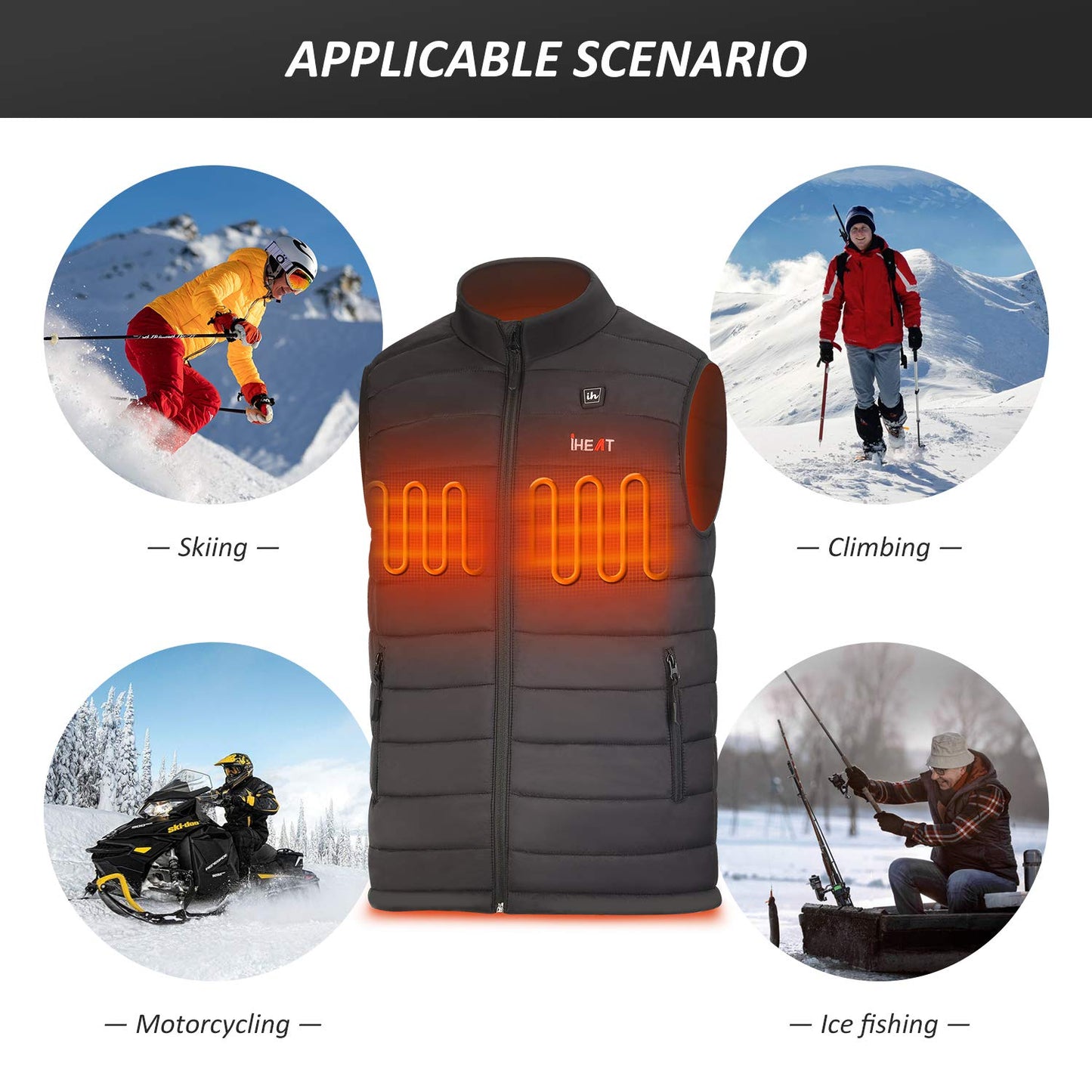 Heated vest for men and women, Electric USB heated vests with QC3.0 14400MAH battery, 3 Adjustable temperature Electric Warm Heated Jacket for outdoor hiking hunting motorcycle camping.