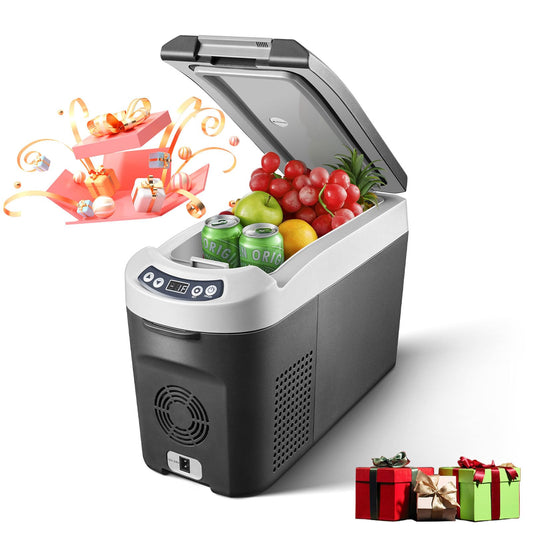 AAOBOSI compressor cooler 15 liters, car cooler -15℃~20℃, electric cooler 12/24V for car, truck, boat, RV, and socket.