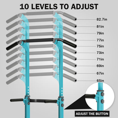 SogesHome Pull Up Bar Power Tower Exercise Equipment for Home Gym Dip Station Adjustable Height Fitness Strength Training Dip Stations (Blue)