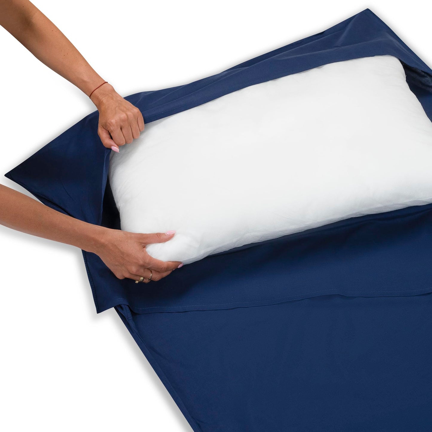 Silkrafox Cotton XL extra large cotton sleeping bag with zipper and pillow pocket. Lightweight summer sleeping bag liner for travel, small and thin with blue color and pocket.