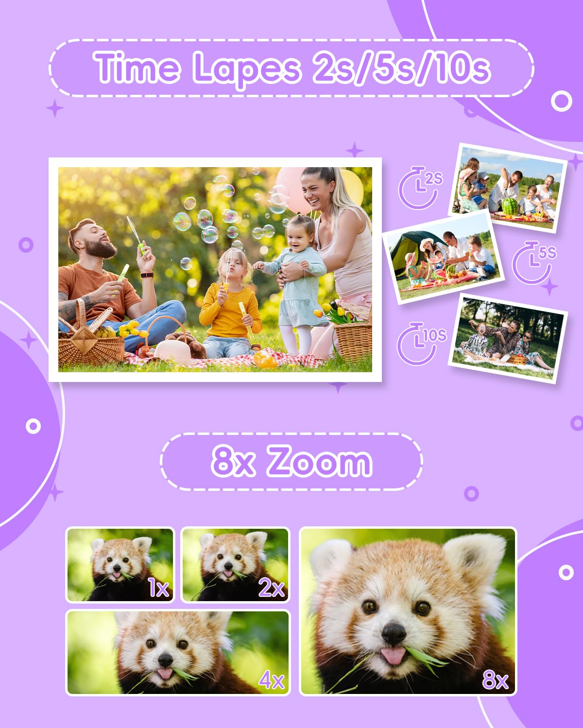 Children's camera, OAEBLLE digital camera, kids camera for 3 4 5 6 7 8 9 10 11 12 year old girls boys birthday gift Christmas toy, anti-drop digital cameras with 32GB TF card - purple.