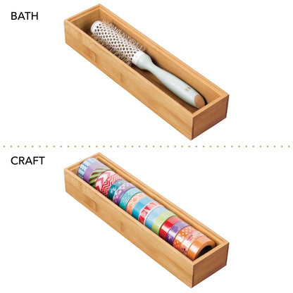 mDesgn 6-piece Desk and Bathroom Storage Box Set - rectangular drawer box made of bamboo - high-quality desk organizer for office supplies and craft supplies - natural color