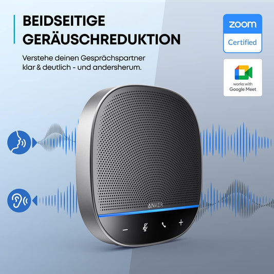 Anchor PowerConf S500 Conference Speaker with Zoom certification, USB-C Bluetooth speaker for calls, conferences, microphones for intelligent voice recording, black.