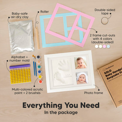 Baby handprint and footprint kit - plaster cast baby hand and foot for newborns - handprint baby picture frame - footprint baby plaster cast kit - baby shower baby imprint set (Alpine White)