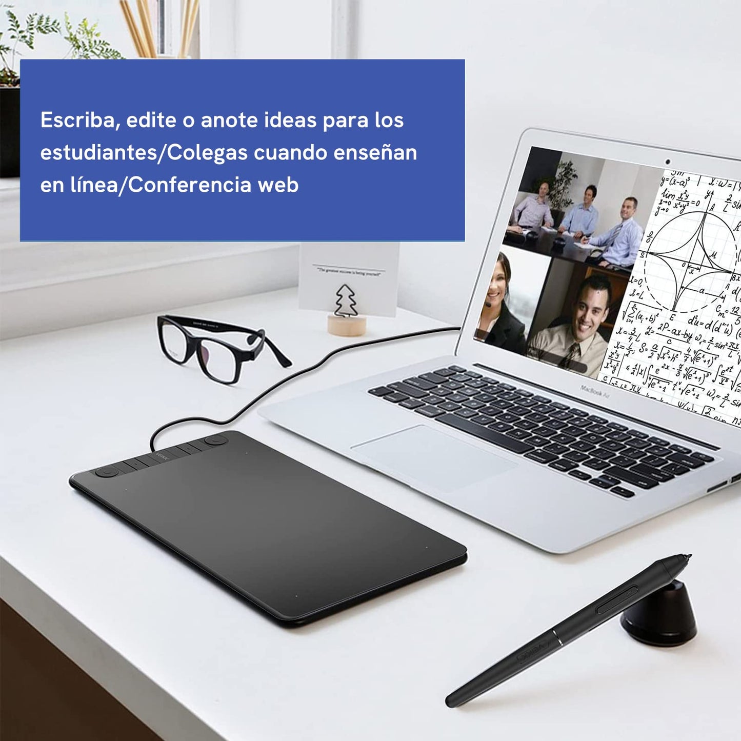 VEIKK VK1060PRO graphics tablet, 10x6 inch drawing tablet with 8 shortcut keys. Features double wheel design, 8192 levels of pressure sensitivity, battery-free pen. Compatible with Windows/Mac OS/Android/Linux.