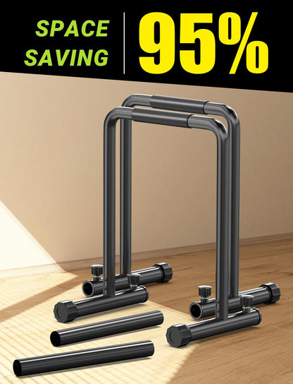 Yoleo Adjustable Dip Bars - 500kg Dip Station, portable, functional, fitness bar with safety lock, sturdy Dip Stand, body press, parallette exercise bar for calisthenics.