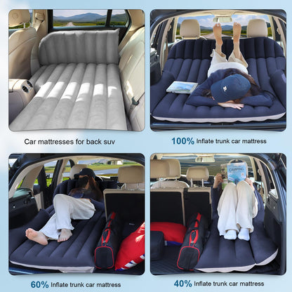 Ciremiv car mattress with double-sided, thick flocking, car air mattress with pump and built-in pillow/leak-proof, comfortable, durable car bed for car camping, road trips.