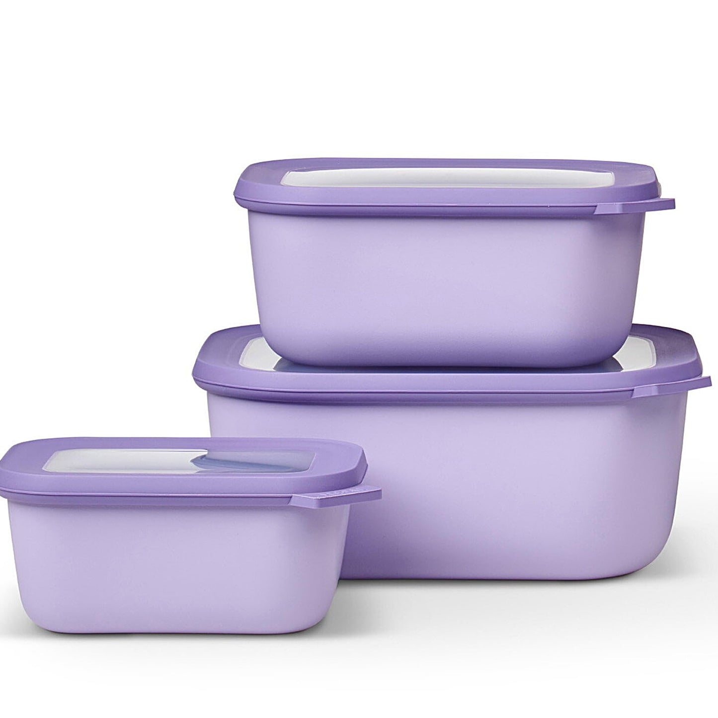 Mepal - Multibowl Cirqula Rectangular 3-piece Set - Storage containers with lids - Suitable for storage, fridge, freezer & microwave - 750, 1500 & 3000 ml - Nordic Lilac