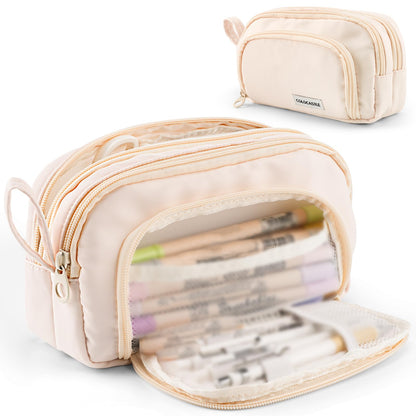 COLOCASTLE Pencil Case with 3 compartments, large capacity for girls, boys, teenagers, and adults. Ideal for school or office use, with a handle for easy carrying.