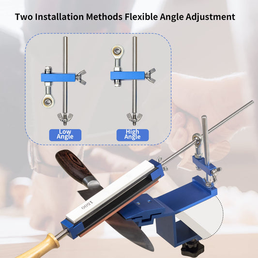 CWOVRS knife sharpener pro, professional knife sharpener with quick clamp design, fixed angle knife sharpening system kit abrasive holder system for fine sharpening polishing tool, 9+1