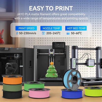 JAYO Matte PLA Filament 1.75mm, 3D printer Filament, neatly wound, +/- 0.03mm accuracy, 1.1KG spool (2.42 LBS), 2 pack, totaling 2.2KG, Black+ Black.