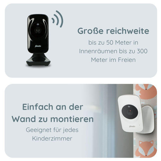 Alecto DVM71BK - Baby monitor with camera with 2.4" color display - Baby monitor - Digital surveillance camera with 300m range - Black
