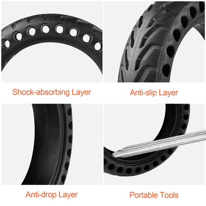 Lectorias 2 Pack Scooter Tires 8.5 Inch, Electric Scooter Durable Anti-Slip Tire Black, Thickened Tire with Metal Spudger, Scooter Front Rear Tire Replacement Wheels Rubber Tires for M365