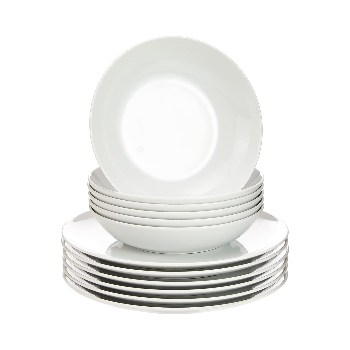 Vivo - Villeroy & Boch Group - New Fresh Basic Plate Set White 12 Pieces for 6 People, Dishwasher Safe, Microwave Safe, Dinnerware, Tableware, Soup Plates, Dinner Plates, Side Plates, Porcelain