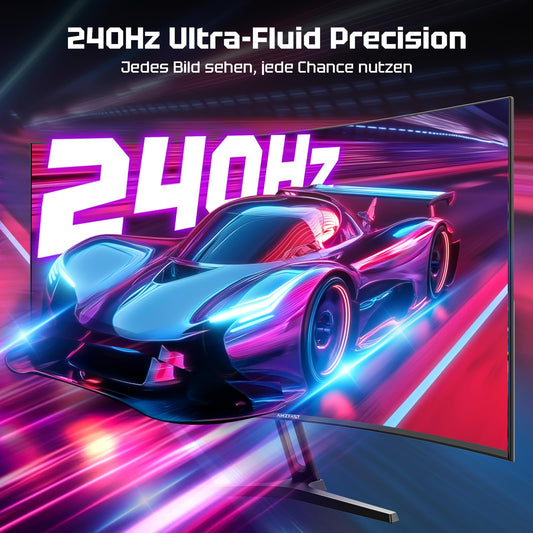 Amzfast Curved Gaming Monitor 27-inch, 240Hz (DP), FHD (1920x1080), sRGB 130%, DCI-P3 98%, VA Panel 1500R, 1ms GtG, Adaptive Sync, Eye-Care, VESA 100x100, HDMI 2.0/DP 1.4 with DP cable - AMZG27C1 Pro