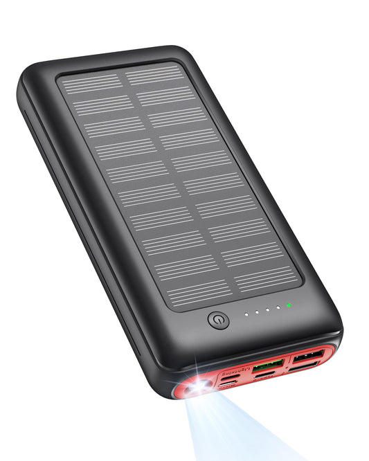 Solar Power Bank 27000mAh 22.5W PD20W fast charging, USB C portable charger for iPhone 16 15 14 13 12 camping outdoor