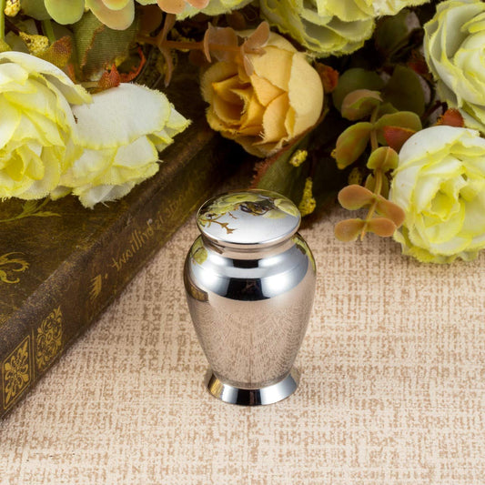 JSDDE Mini Stainless Steel Urn - Waterproof Memorial Urn for Safe Storage of Ashes (Style 1)