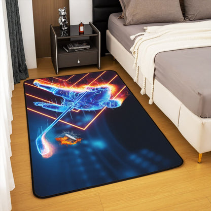Loussiesd Ice Hockey Living Room Carpets Hockey Player Accent Rug Children Winter Sports Decor Modern Carpet Puck Hockey Indoor Floor Mat Room Decor Carpet 150x200cm