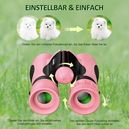 ALLCELE Binoculars for Kids, Children's Binoculars with strong magnification 8 x 21, Outdoor Exploration Binoculars Toy for Boys Girls aged 3-12 years.