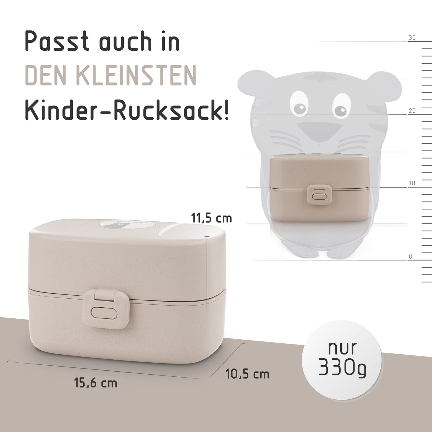 BJORKI® Bento Box for kids with BONUS name stickers - Leakproof lunchbox with compartments - Sustainable lunch box for kindergarten & school - Perfect for on-the-go snacking. (Pastel Beige)
