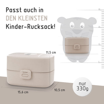BJORKI® Bento Box for kids with BONUS name stickers - Leakproof lunchbox with compartments - Sustainable lunch box for kindergarten & school - Perfect for on-the-go snacking. (Pastel Beige)
