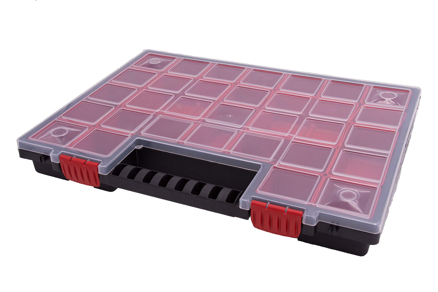 Box hill 6x assortment box KNO40305B | with removable red compartments | perfect for small parts, tools, and organization | plastic | 39.9 x 30.3 x 5cm