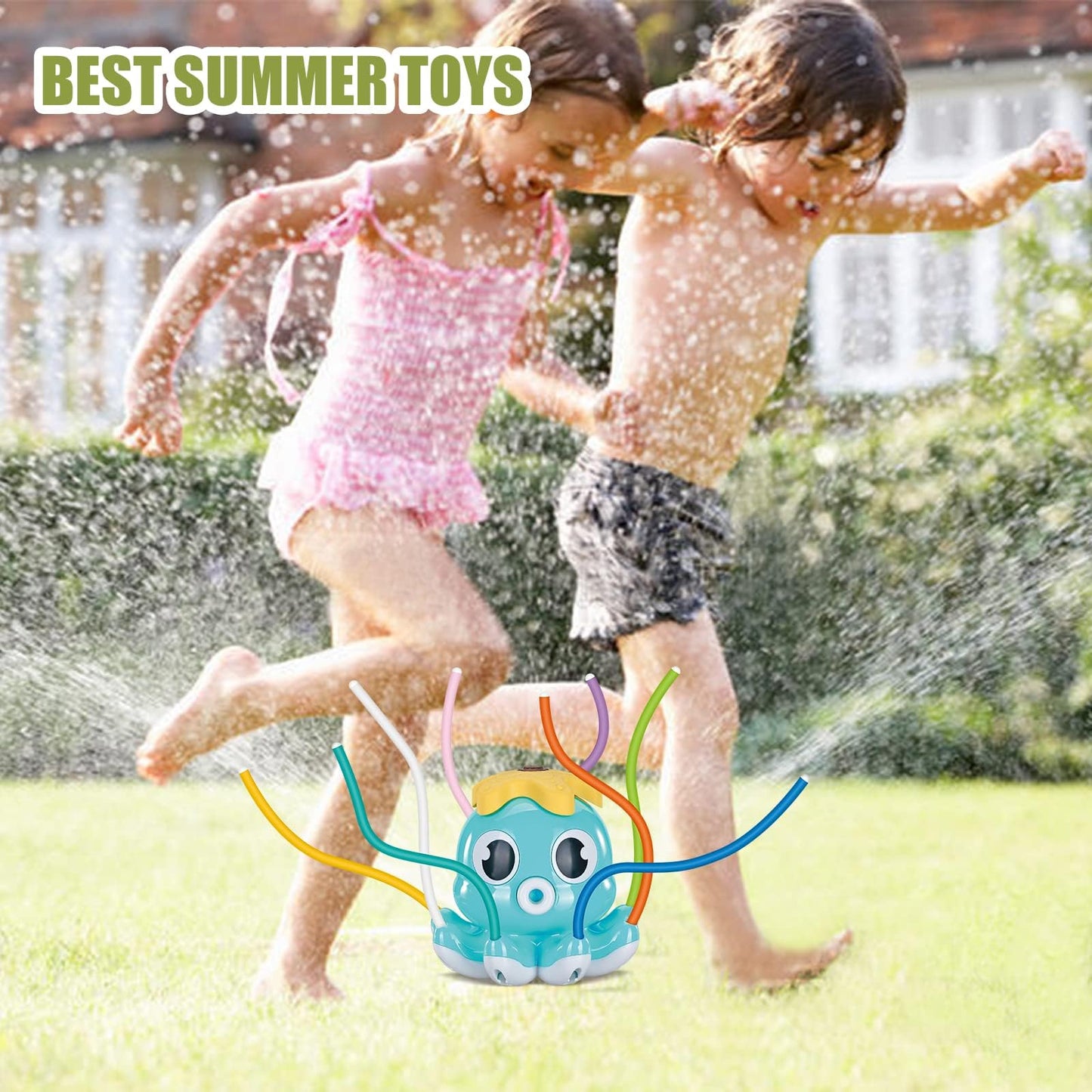 Tosekry Sprinkler Toy for 3 4 5 6 7 8 years old, Water Toy for Kids Outdoor Toy for 3-8 years old, Children's Toy for 3 year olds Lawn Sprinkler Outdoor Games for Kids (Blue Octopus)