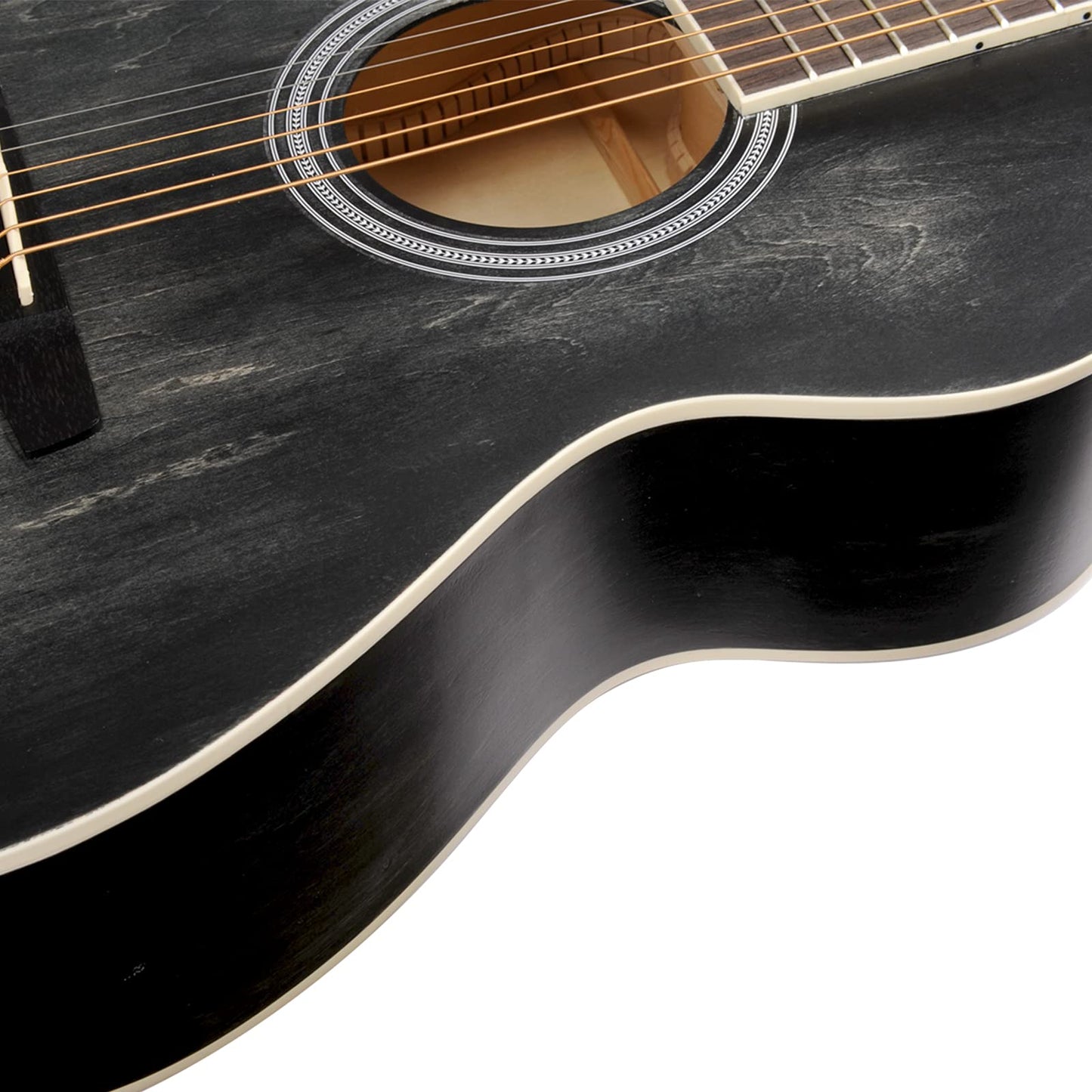 Winzz Left-handed Acoustic Guitar, Beginner Set for Adults Kids with Capo, Chord Cards, Stand, Tuner, Pick, Strap, Bag (40 inch, Matte Black)