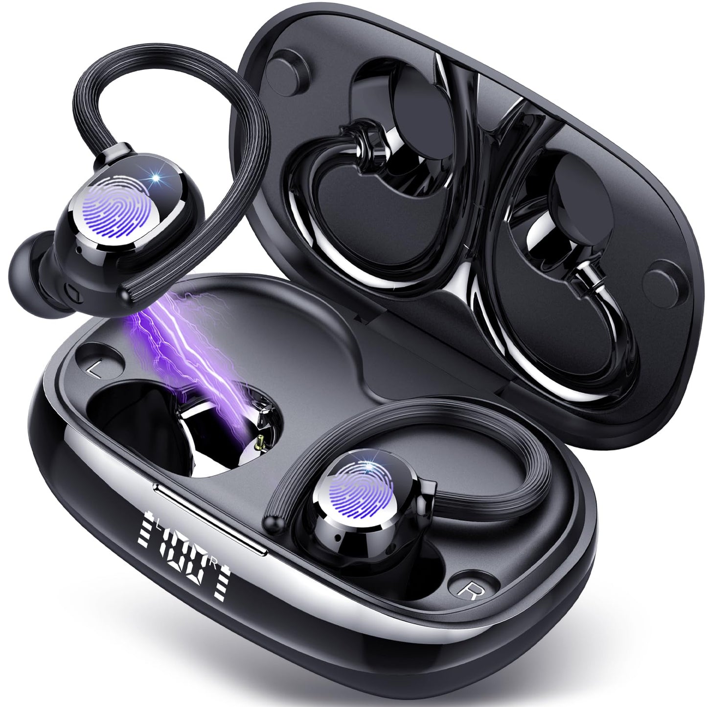 Tukio Bluetooth Headphones Sport, Wireless Bluetooth Earphones, 80Hrs In-Ear 20250119-00 Dark Black