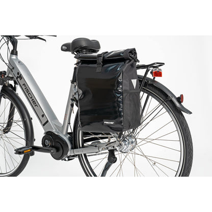 FISCHER Bike Rack Bag Courier, bike bag, messenger bag, reflector, 18 liters, water resistant, black