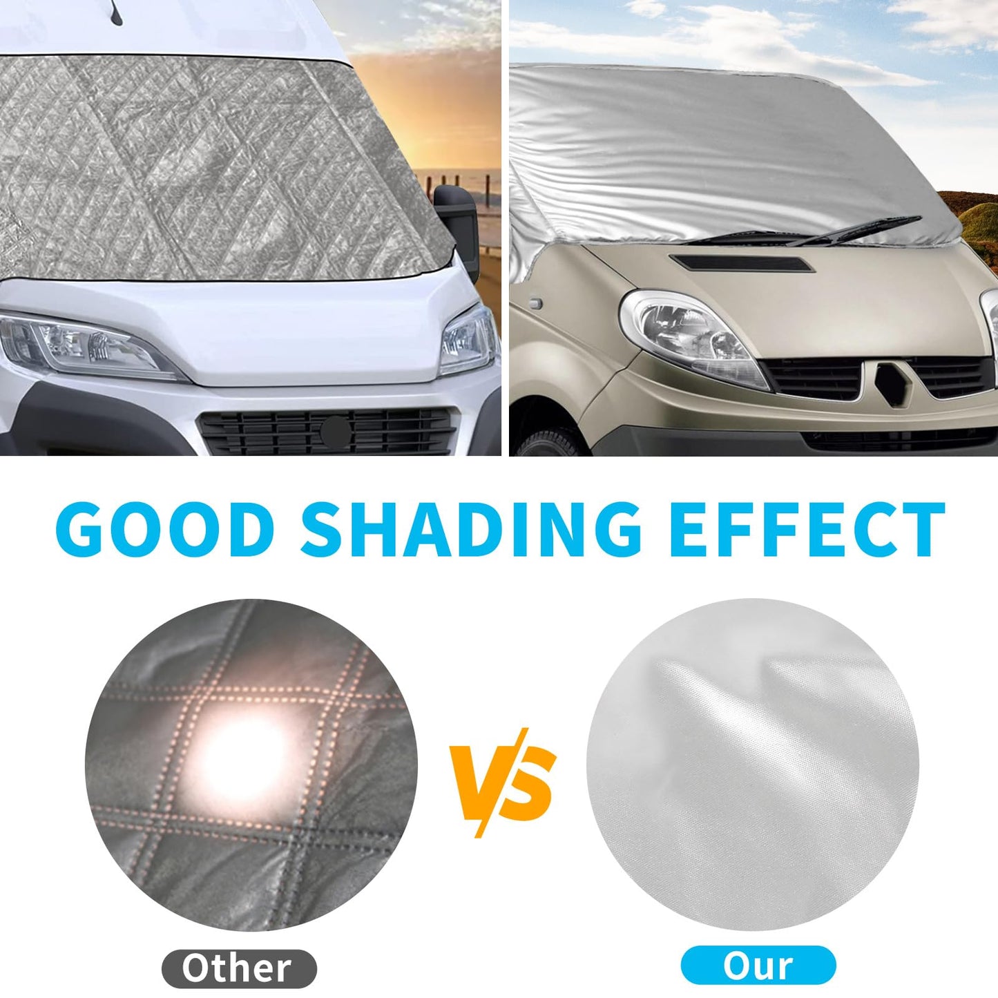 Opaltool External Thermo Windshield Cover for Opel Vivaro Renault Trafic N-issan Primastar 2001-2014, Luxury Silver Wrap, Foldable Front Windshield Cover Winter Summer Windshield Frost Protection Cover