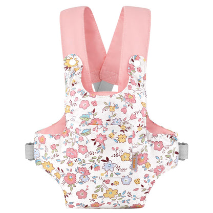 GAGAKU doll carrier for kids, adjustable straps, pink (peach blossom) - doll accessory for carrying dolls on belly.