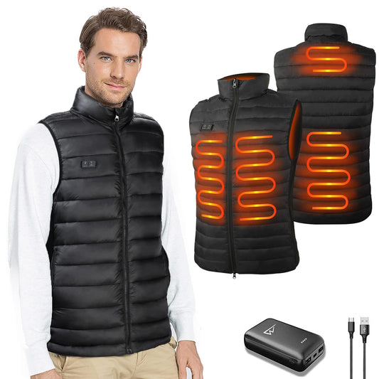 Heated Vest, Heated Vest Men Women with Battery, Heated Jacket Heating Vest Thermal Vest with 3 Temperature Levels, 4 Heating Zones for Outdoor Motorcycle Camping L