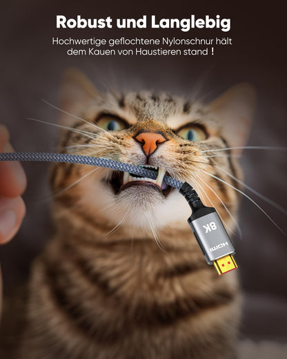 Highwings Fibre Optic HDMI Cable 20M 8K, HDMI 2.1 Cable 48Gbps Ultra Highspeed 8K@60Hz 4K@120Hz 7680P HDR10 eARC DTS:X 3D HDCP 2.2&2.3, Compatible with PS5/4/3 HDTV Blu-ray Player Monitor