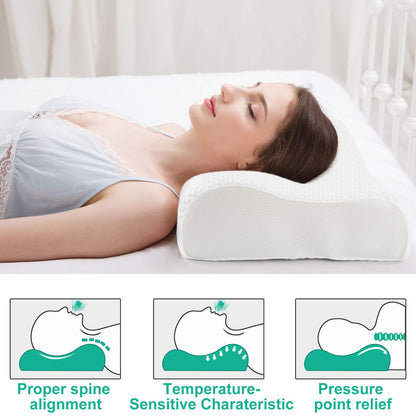 Fityou Memory Foam Pillow, Neck Support Pillow Sandwich Pillow Ergonomic Sleep Pillow Removable and Washable Pillowcase Suitable for Back and Side Sleeping