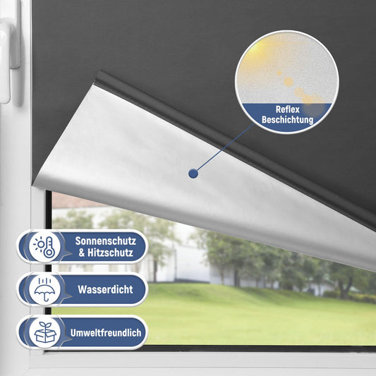 Blackout roller blind clamp fix roller without drilling dark grey W65 x H120cm - fabric width 60cm window darkening blinds sun protection window interior without drilling