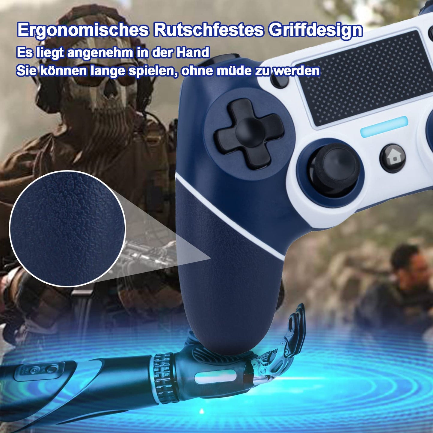 DuLingKer Wireless Controller compatible for PS4/Pro/Slim, Bluetooth gaming controller with vibration function, 6-axis gyro, turbo, 1000mAh battery, audio, game controller compatible with PS4