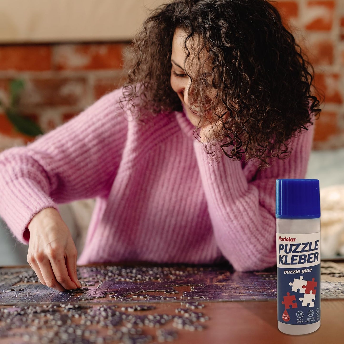 Nariolar Puzzle Glue Transparent with Applicator ideal for attaching and hanging puzzles, fast drying, 120mlX2