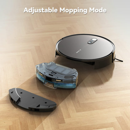 Amarey robot vacuum with self-emptying dock and mopping function, vacuum robot with automatic disposal dock, visual navigation, app & Alexa control, for pet hair, hard floors, carpets.